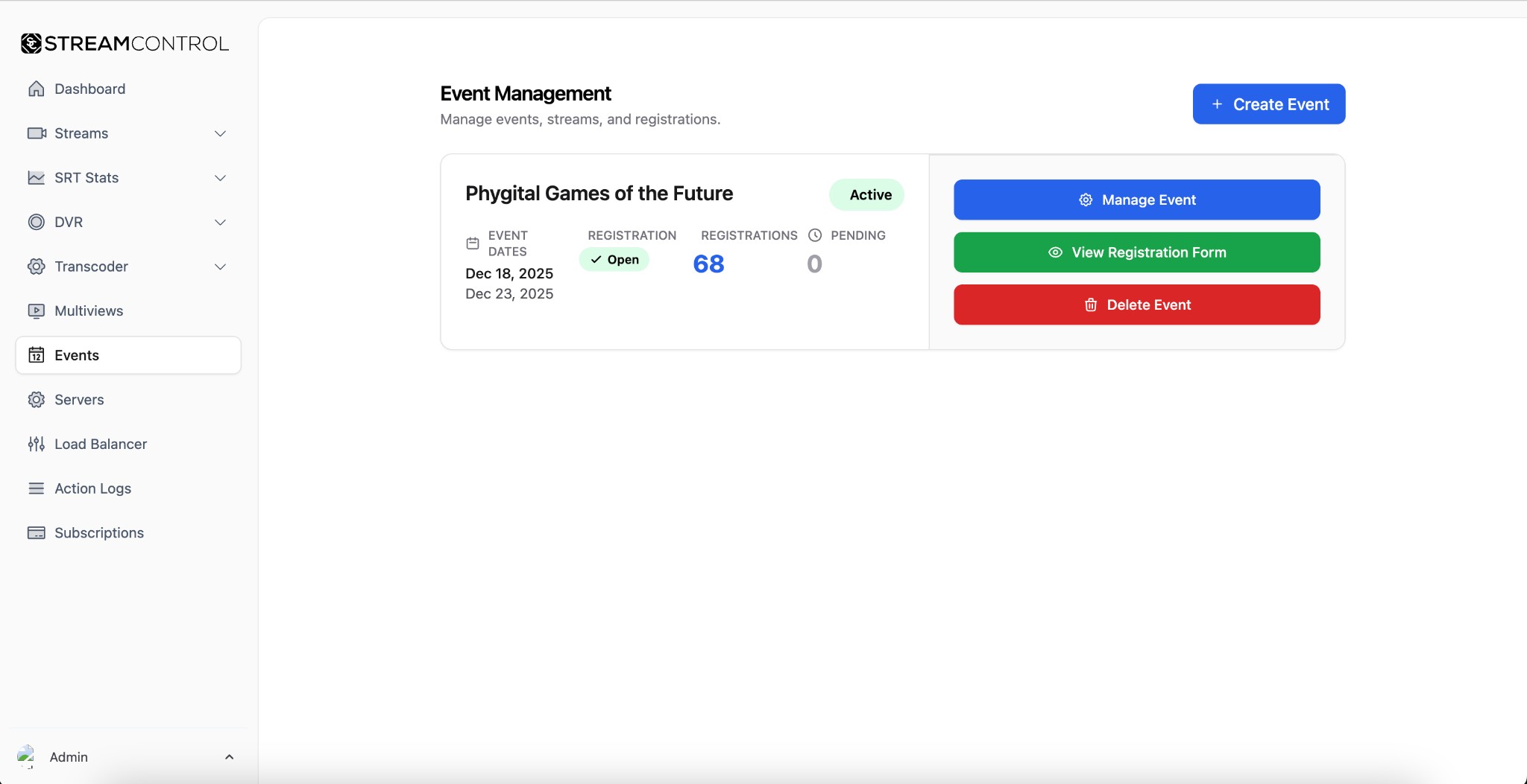 StreamControl Event Management Platform